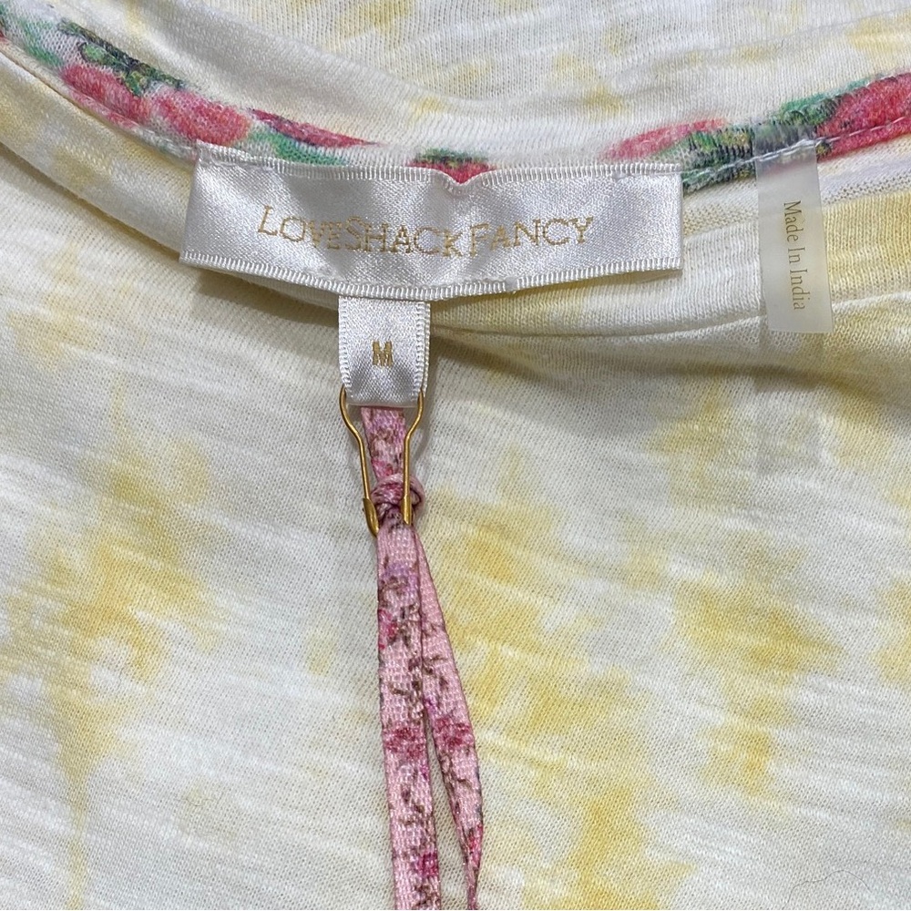 LoveShackFancy Cotton Calix T-Shirt Lemon Drop Hand Dye M NWT - Picture 3 of 5
